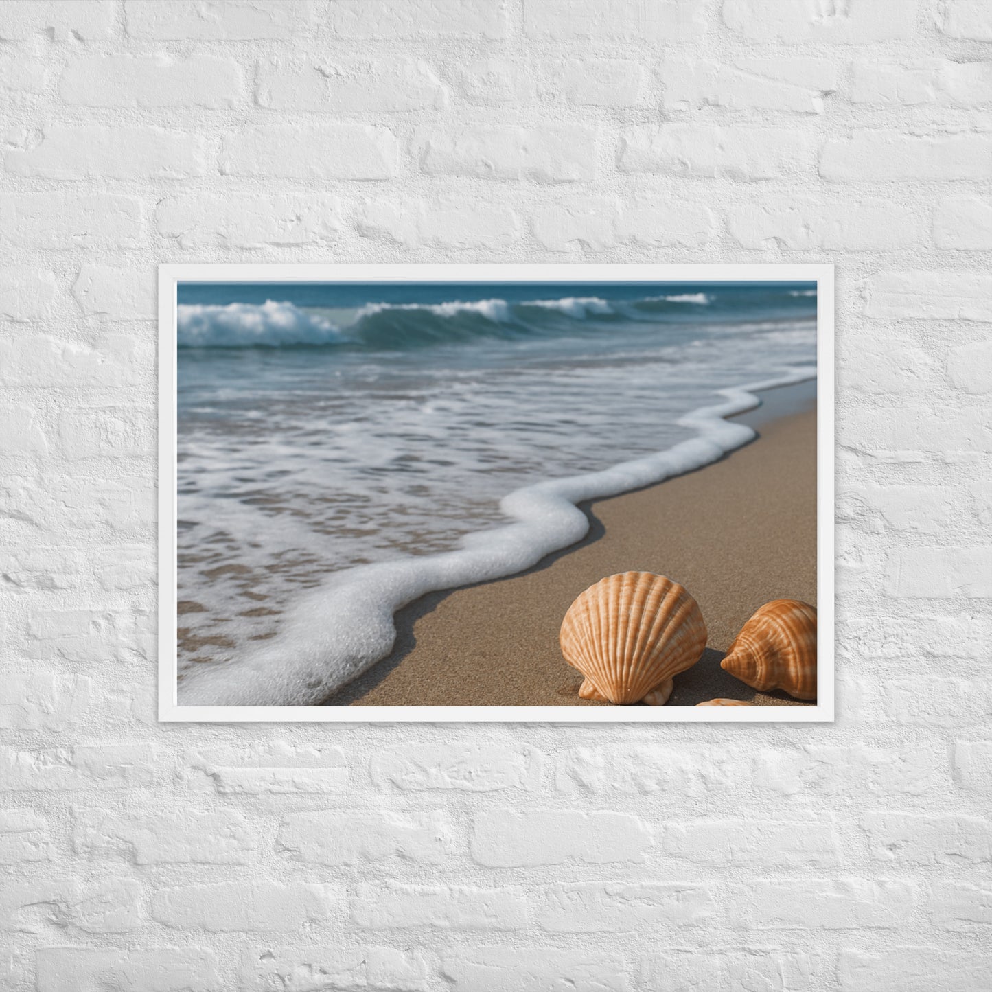 Framed palm tree and beach poster – coastal wall art décor