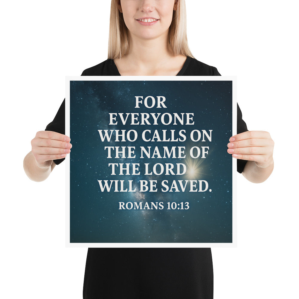 Christian Scripture Poster – Romans 10:13 Bible Verse Wall Art by Your Divine Network | Faith-Based Home Décor