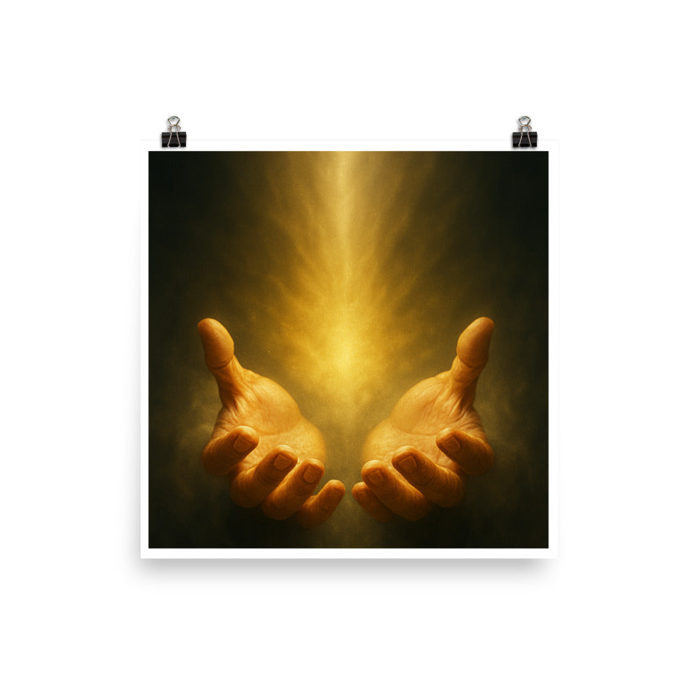 Christian Poster – Radiant Hands of Light Unframed Inspirational Wall Art by Your Divine Network