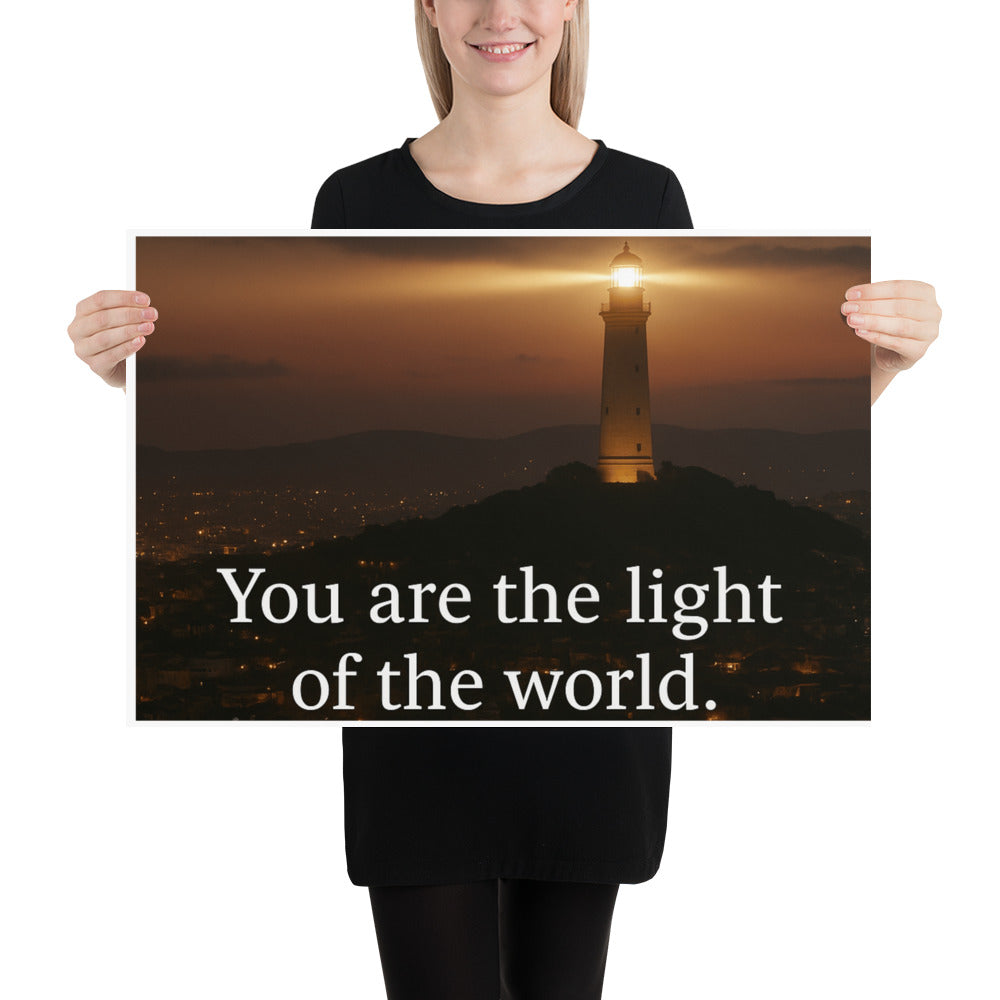 Christian Poster – You Are the Light of the World Lighthouse Design | Faith-Inspired Artwork by Your Divine Network