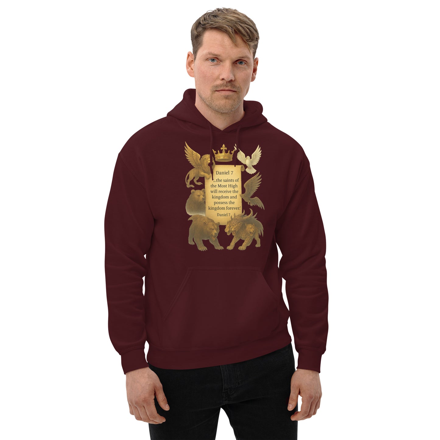 Christian hoodie – Daniel 7:18 “Saints of the Most High will reign” prophecy design by Your Divine Network