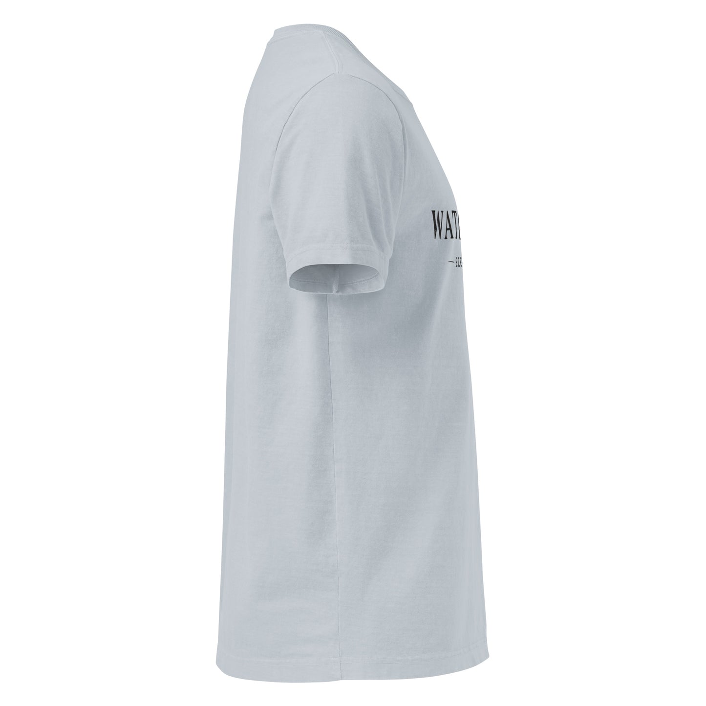 Minimal “WATCHMAN” Christian design with Ezekiel 33 reference, bold prophetic streetwear graphic for oversized T-shirt.