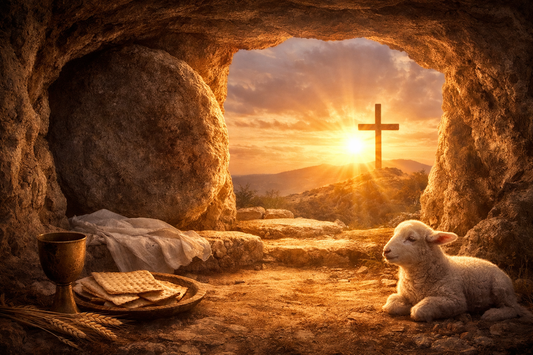 Christian blog feature image about Passover, the resurrection of Jesus Christ, and the truth about Easter with cross, empty tomb, and biblical symbolism