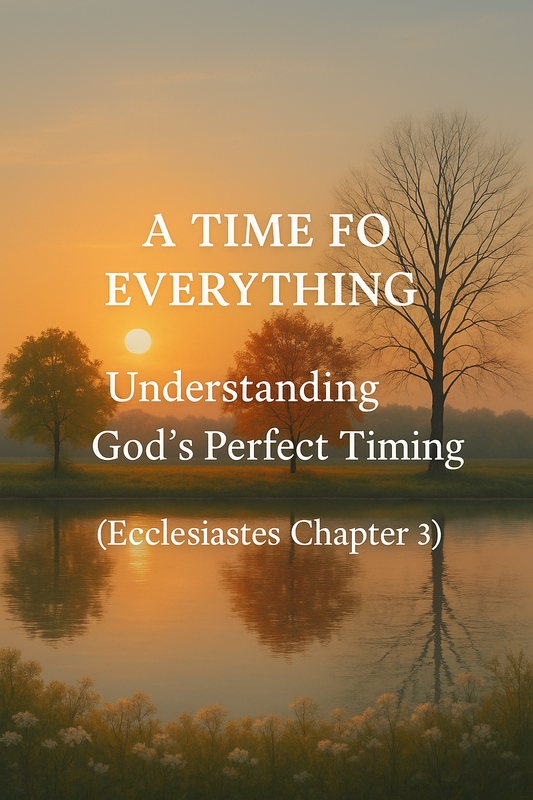 Ecclesiastes 3 Christian image — tree showing four seasons under sunrise symbolizing God’s perfect timing.