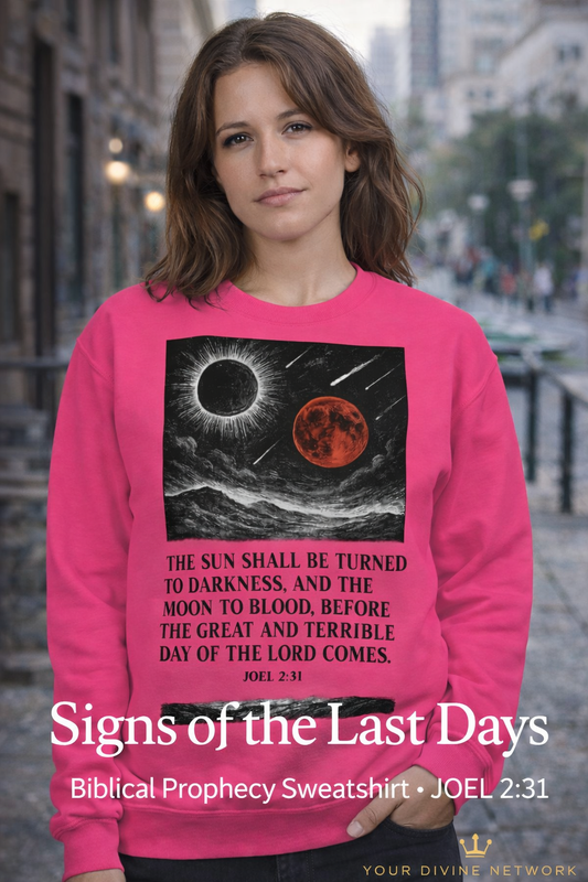 Christian Sweatshirt – Blood Moon Prophecy | Joel 2:31 Scripture
