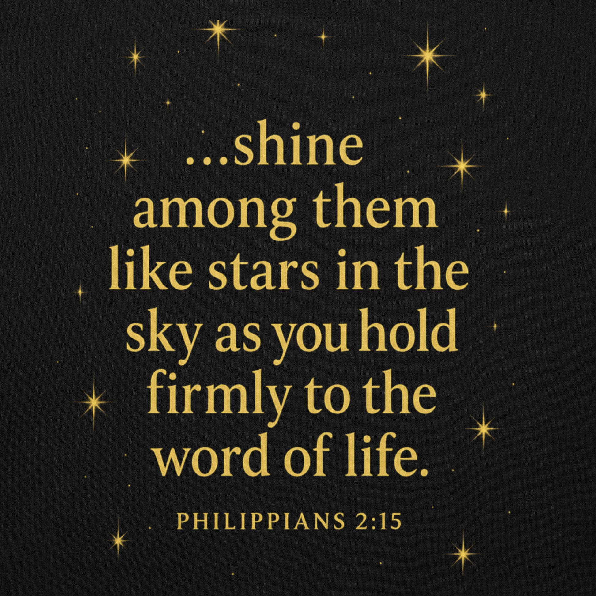 Christian hoodie with Shine Bright Philippians 2:15 design – faith apparel