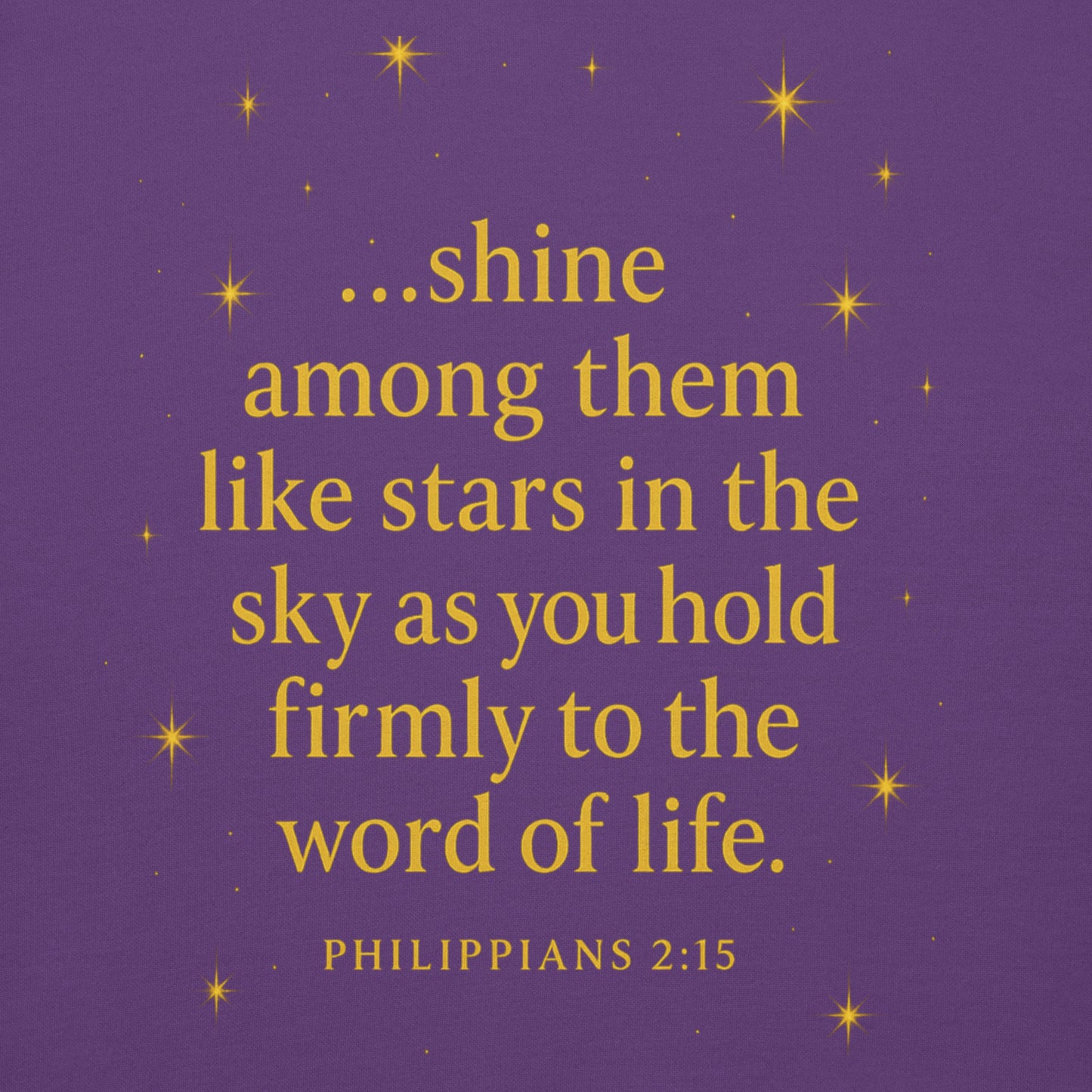 Christian hoodie with Shine Bright Philippians 2:15 design – faith apparel