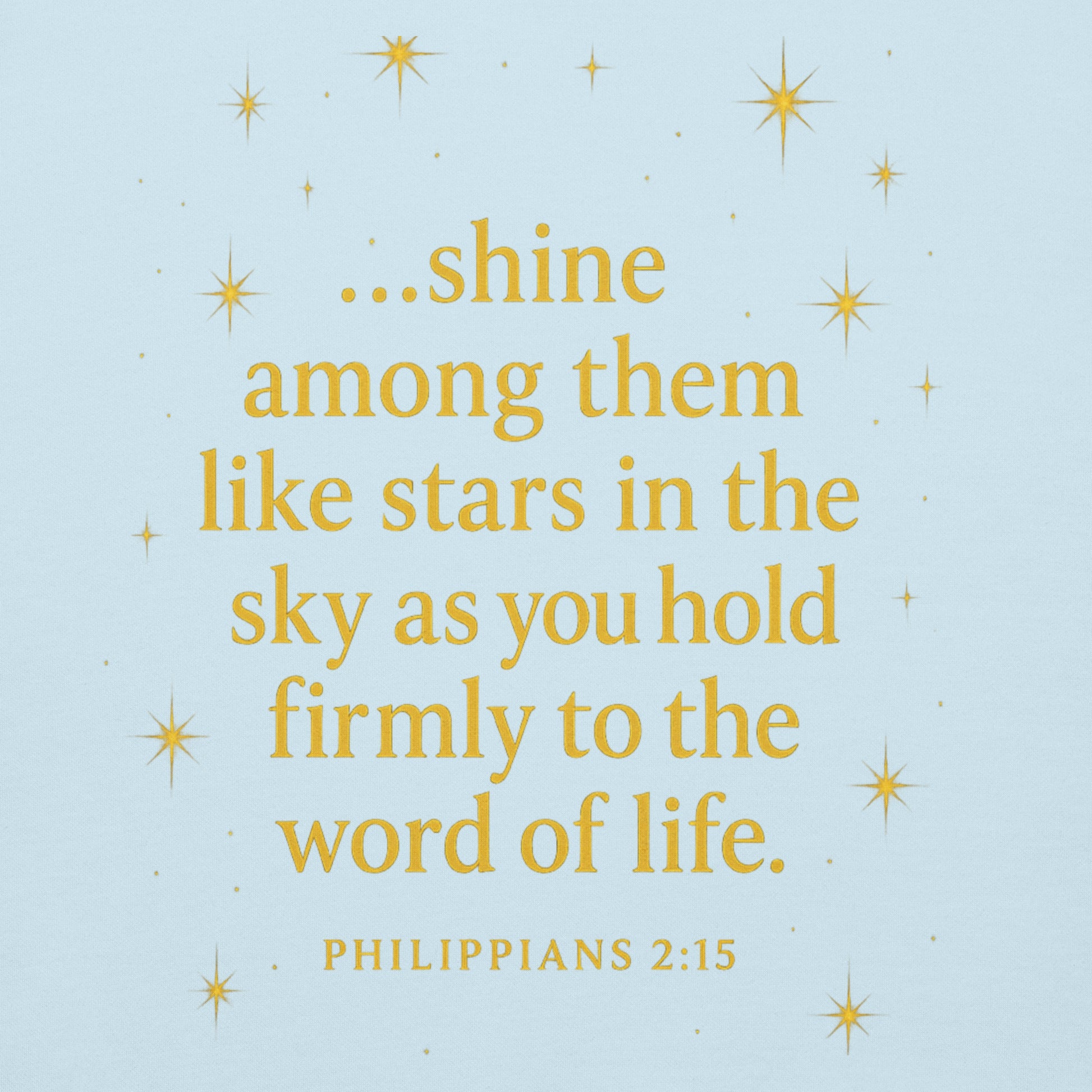 Christian hoodie with Shine Bright Philippians 2:15 design – faith apparel