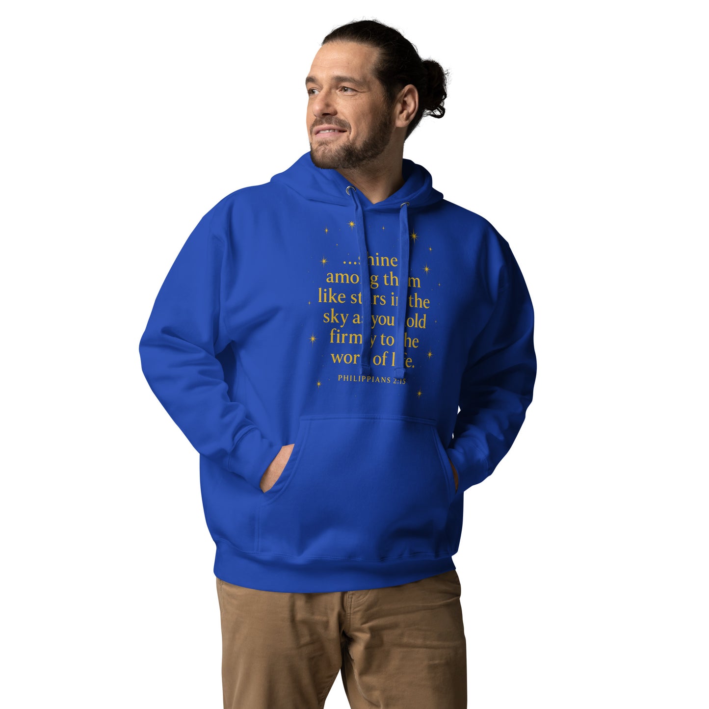Christian hoodie with Shine Bright Philippians 2:15 design – faith apparel
