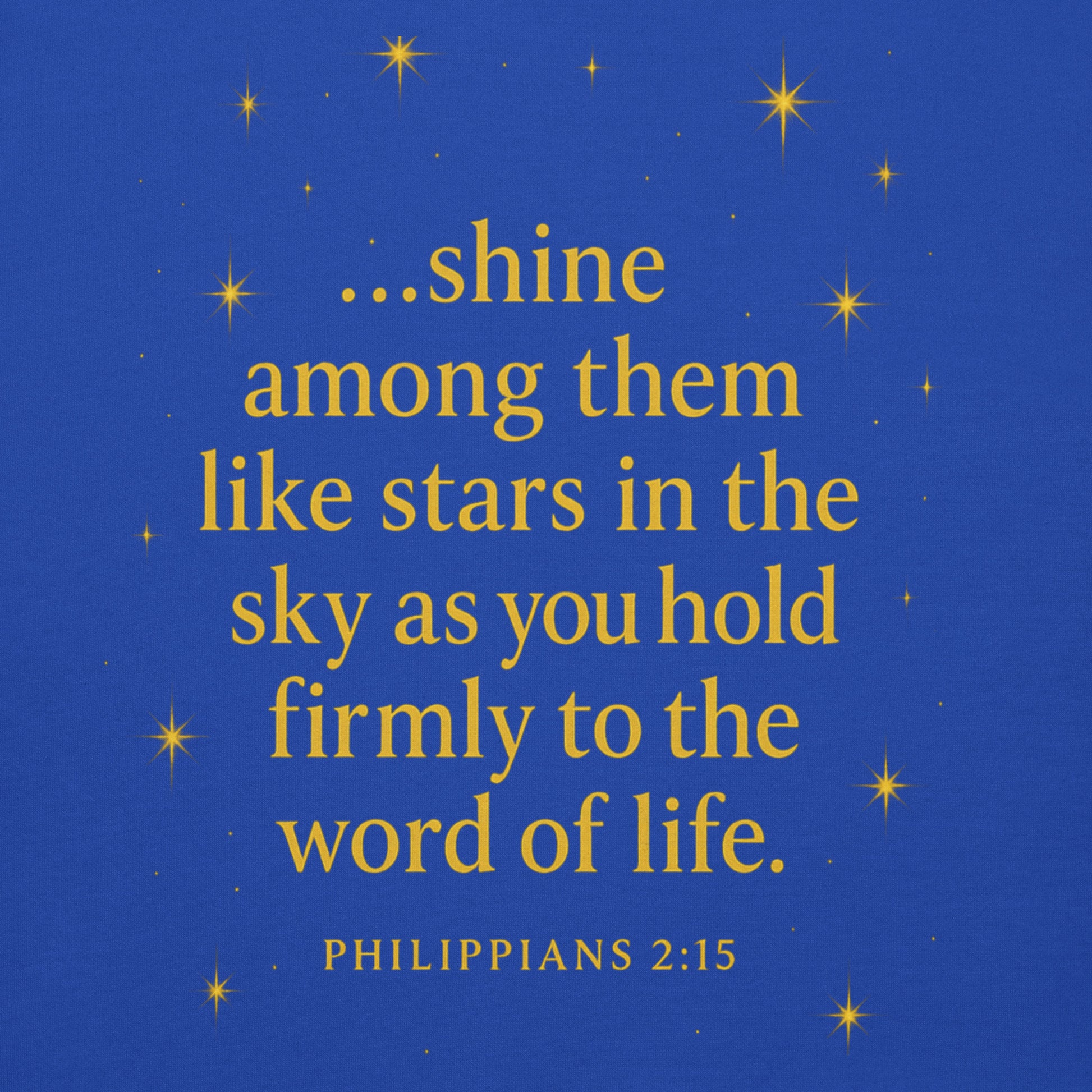 Christian hoodie with Shine Bright Philippians 2:15 design – faith apparel