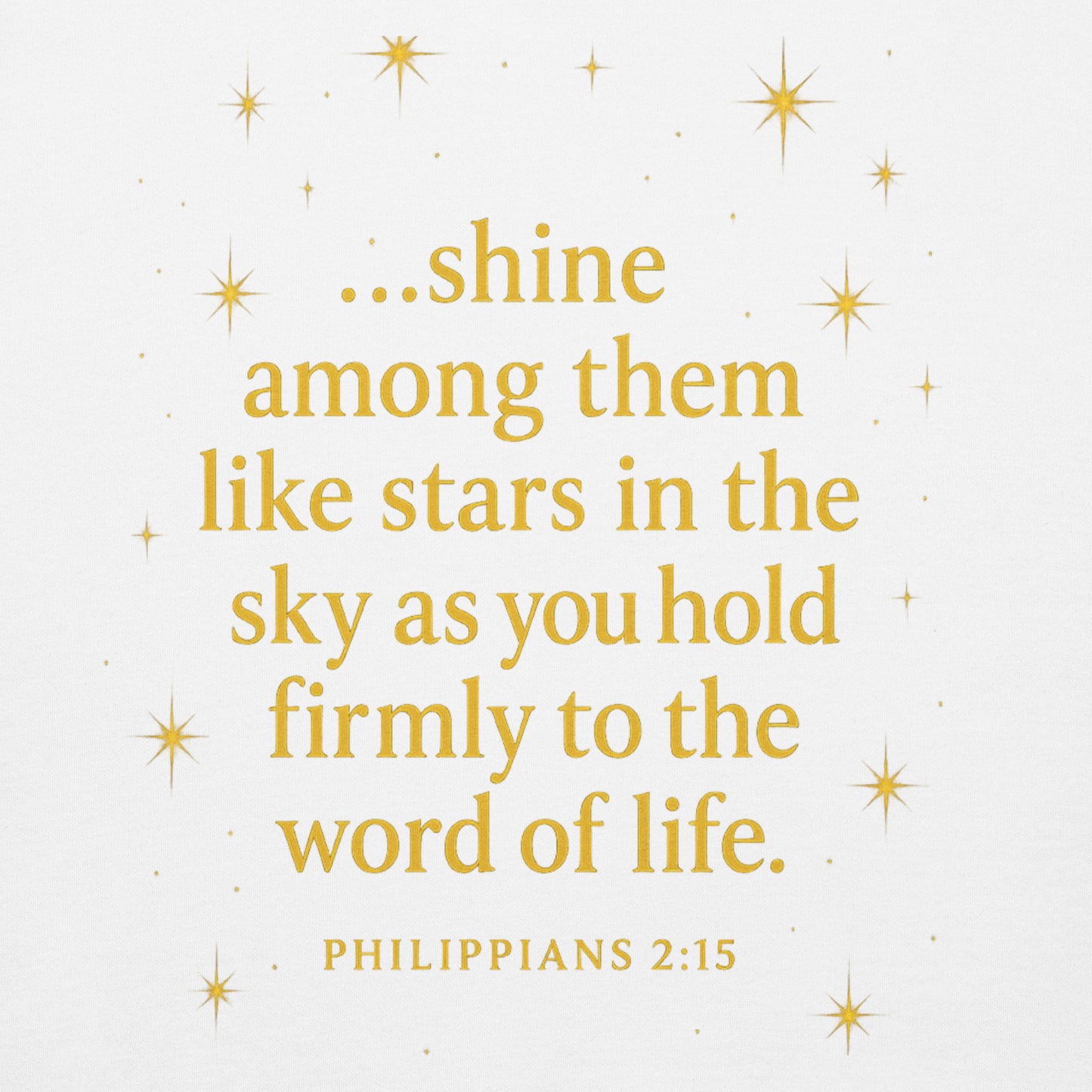 Christian hoodie with Shine Bright Philippians 2:15 design – faith apparel