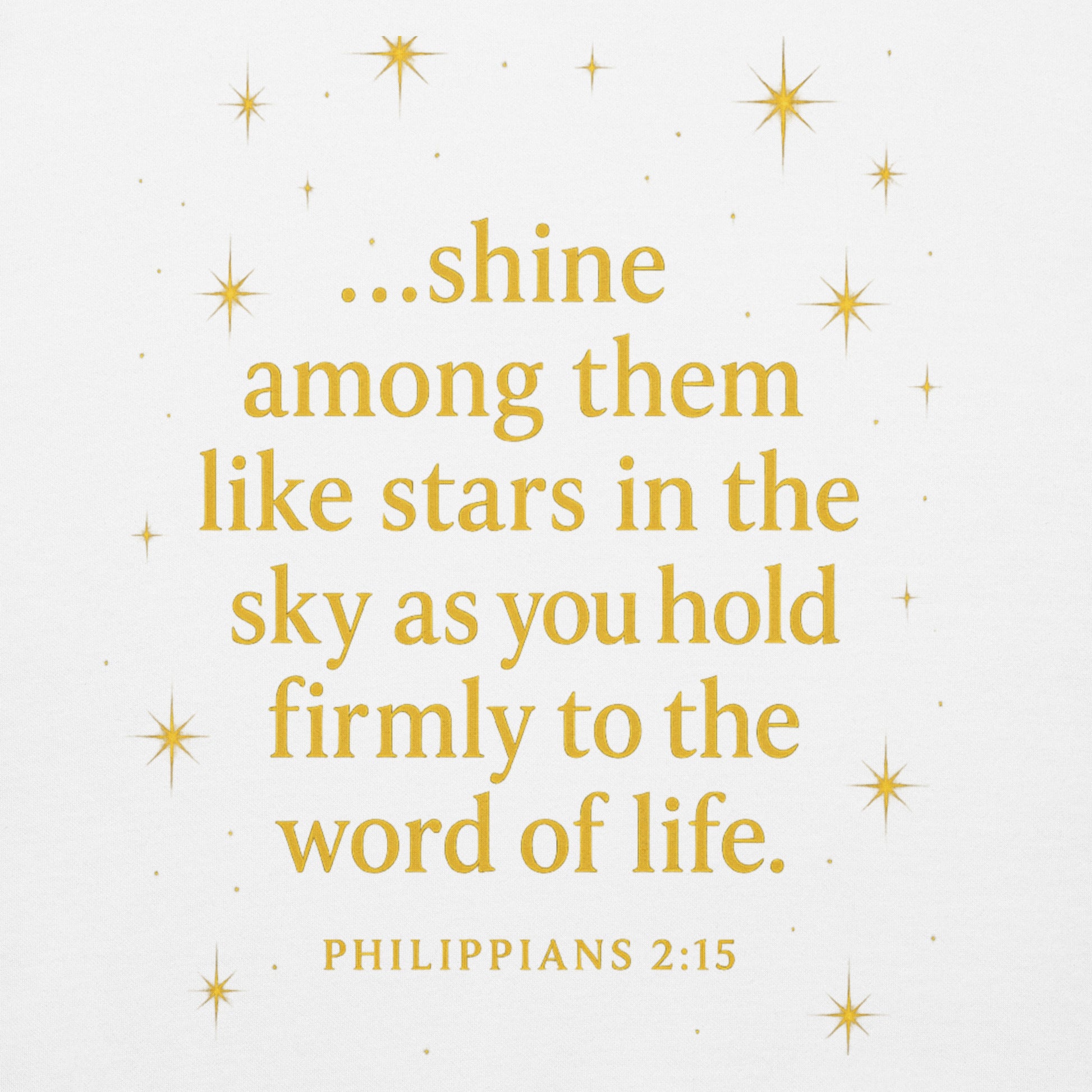 Christian hoodie with Shine Bright Philippians 2:15 design – faith apparel