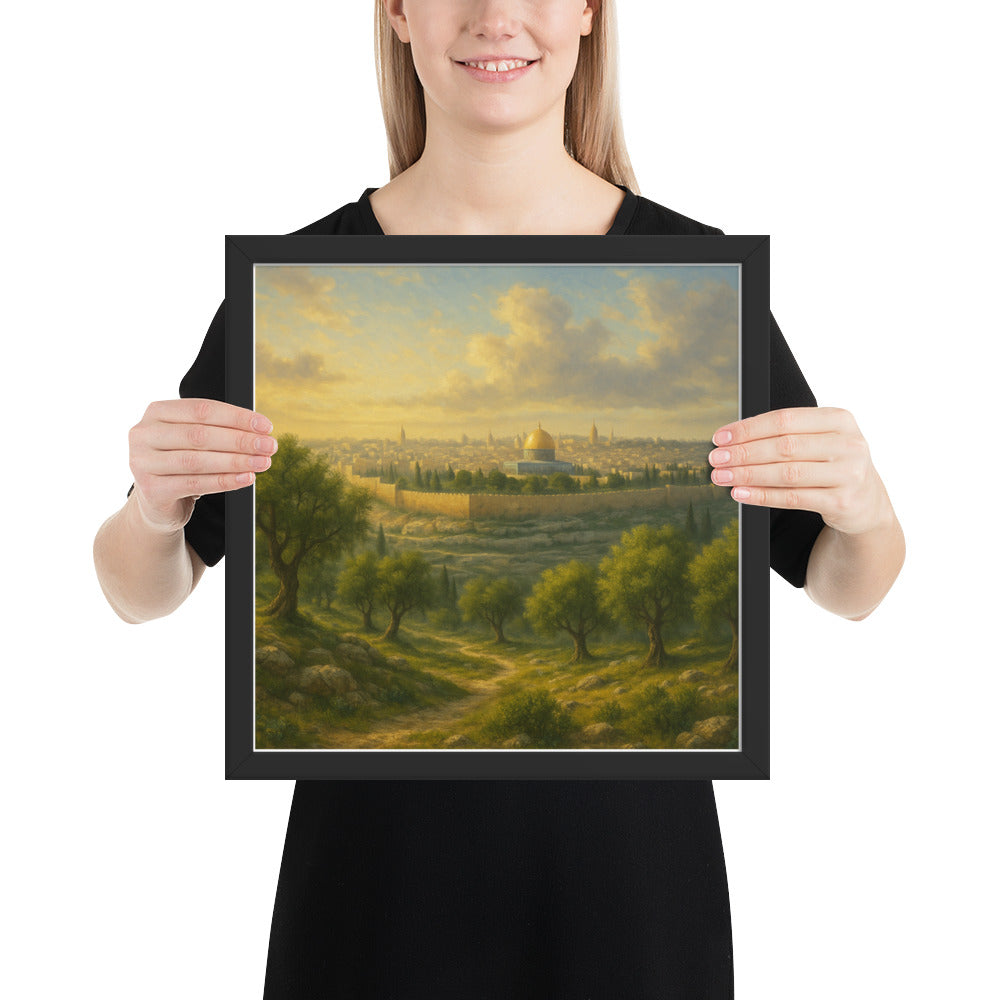 Mount of Olives framed Christian poster – biblical wall art