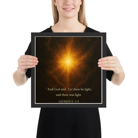 Let There Be Light poster Christian wall art Genesis 1:3 Scripture print