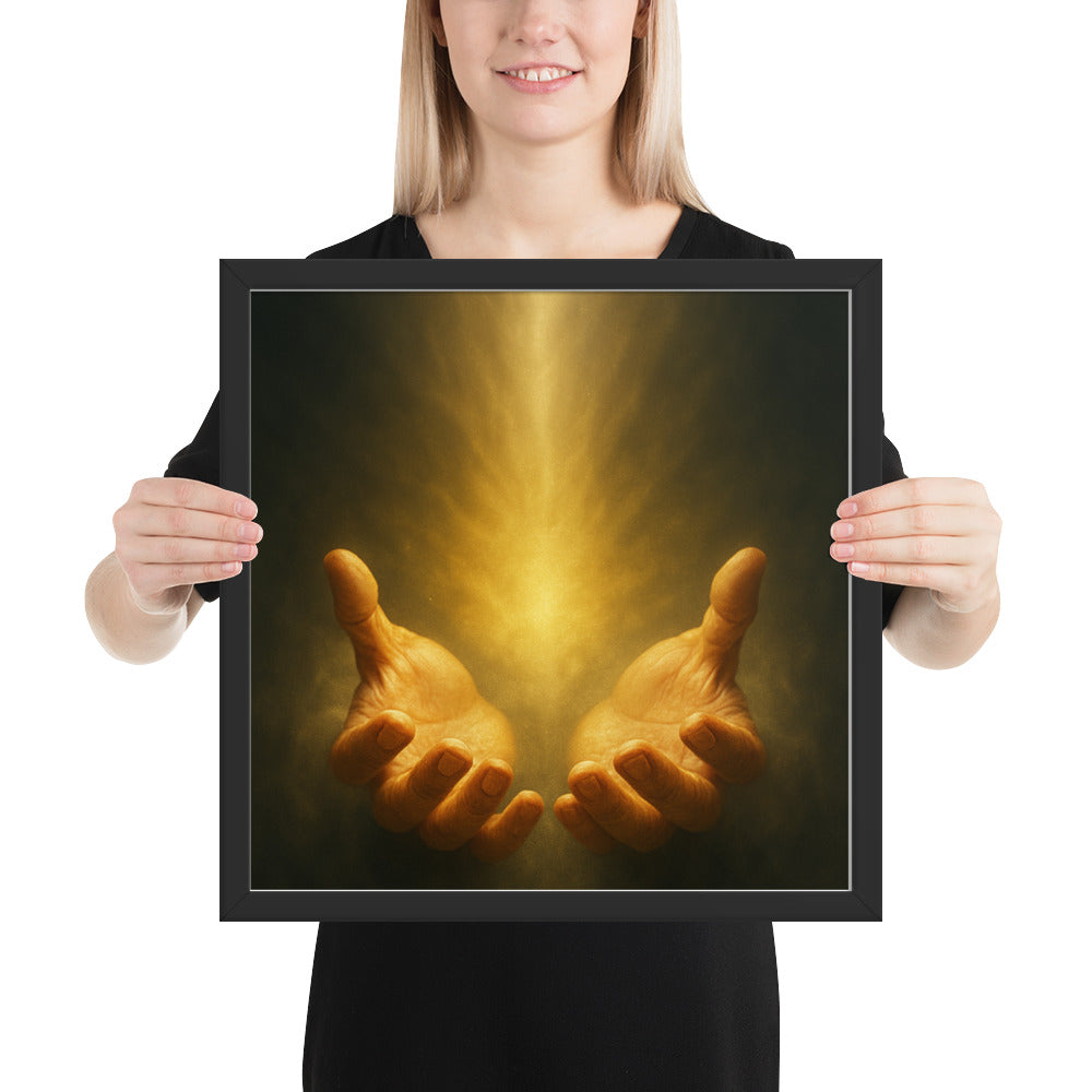 Christian Framed Poster – Radiant Hands of Light and Glory | Faith Wall Art by Your Divine Network