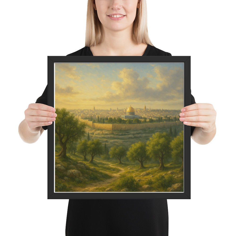 Mount of Olives framed Christian poster – biblical wall art