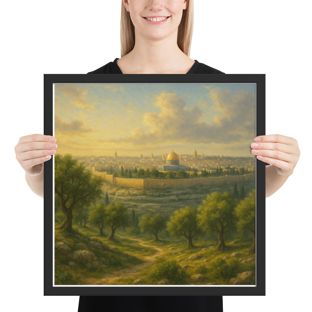 Mount of Olives framed Christian poster – biblical wall art