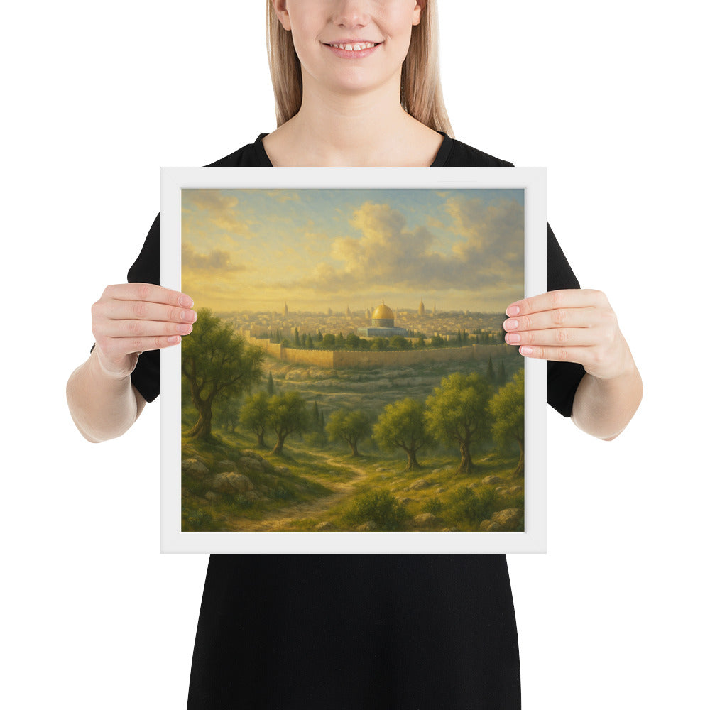 Mount of Olives framed Christian poster – biblical wall art