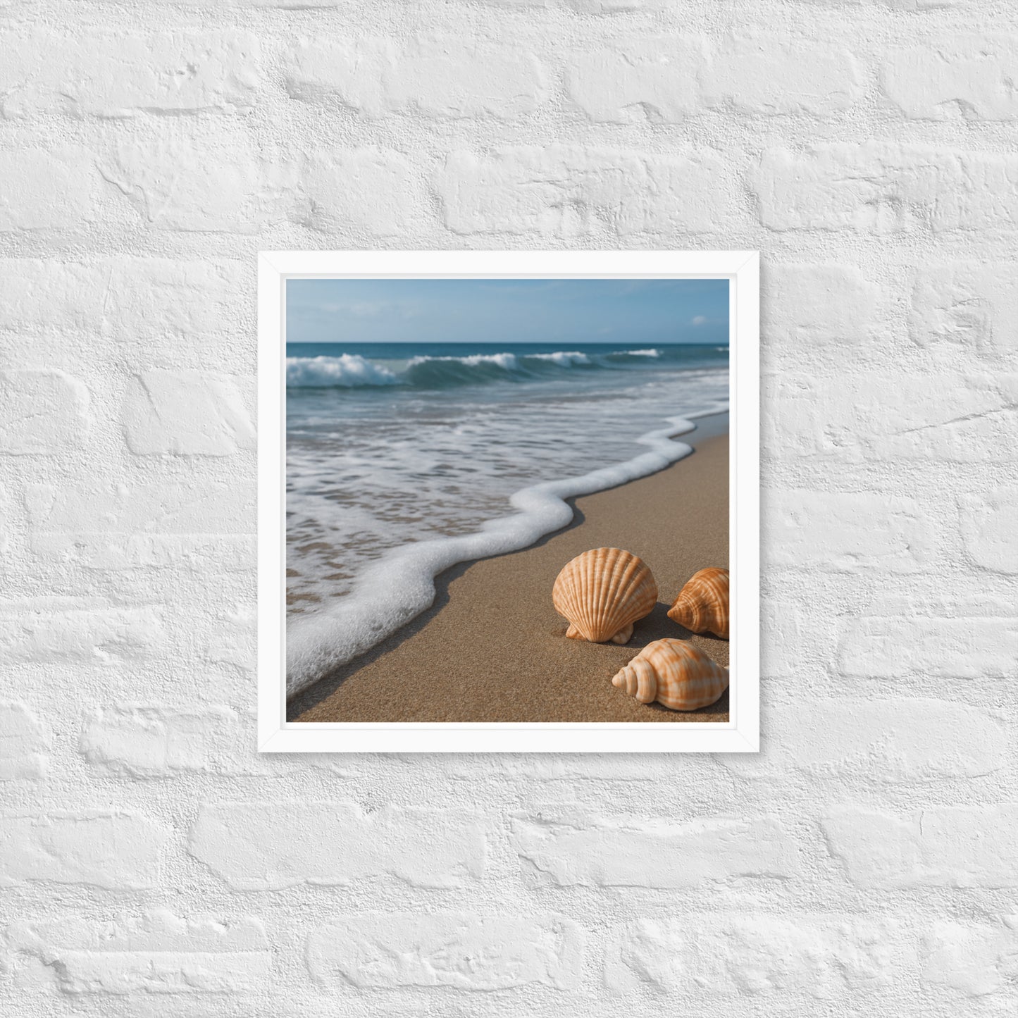 Framed palm tree and beach poster – coastal wall art décor
