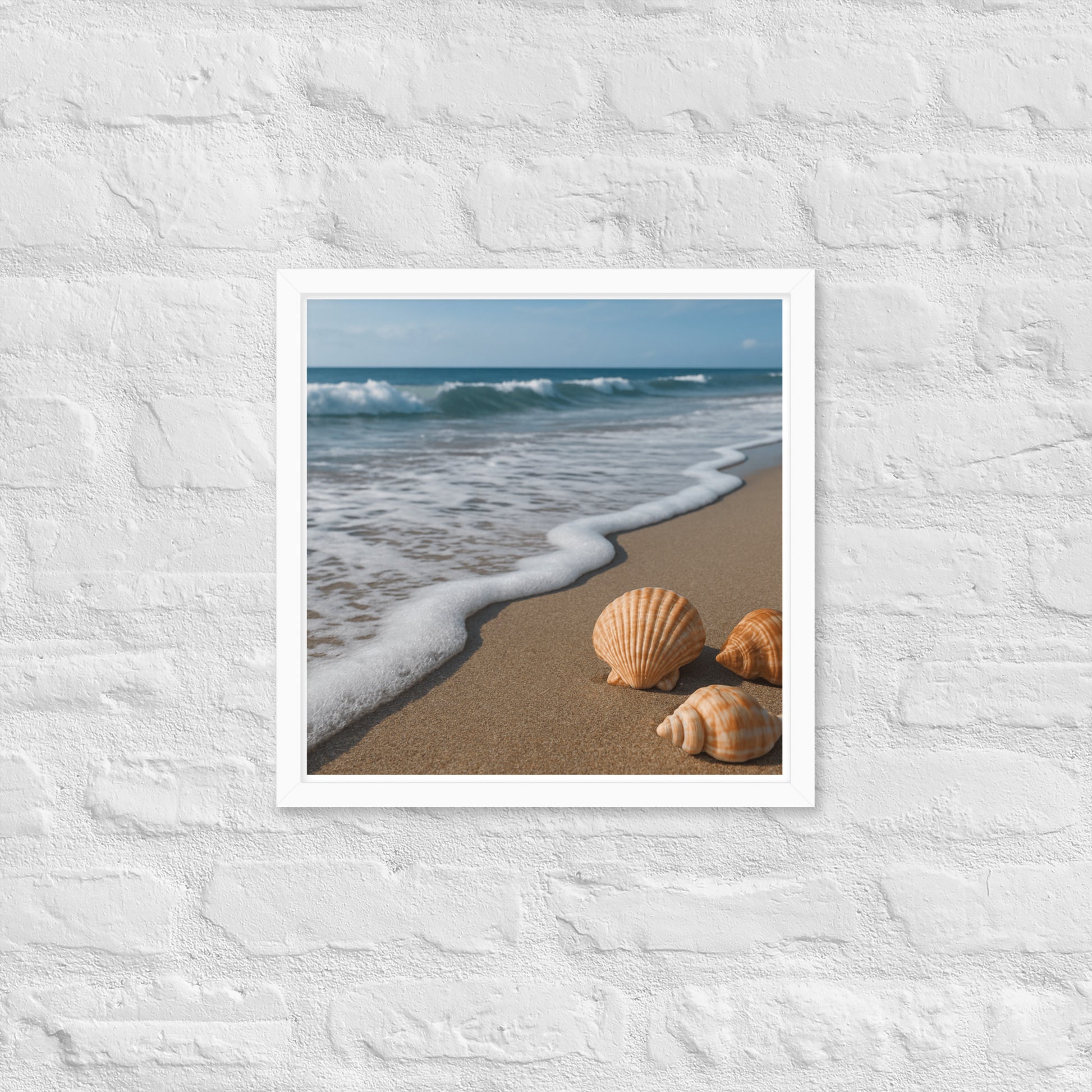 Framed palm tree and beach poster – coastal wall art décor