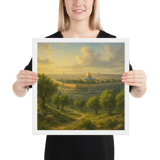Mount of Olives framed Christian poster – biblical wall art
