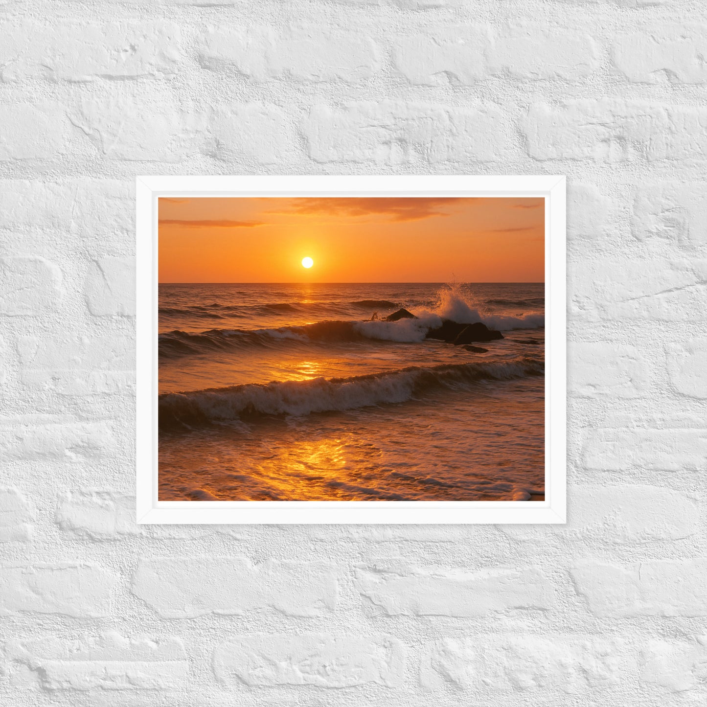 Framed sunset beach poster – peaceful Christian wall art