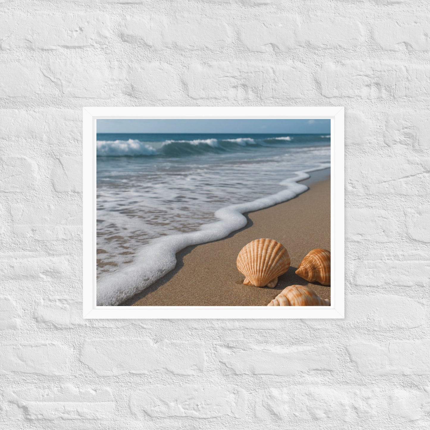 Framed palm tree and beach poster – coastal wall art décor
