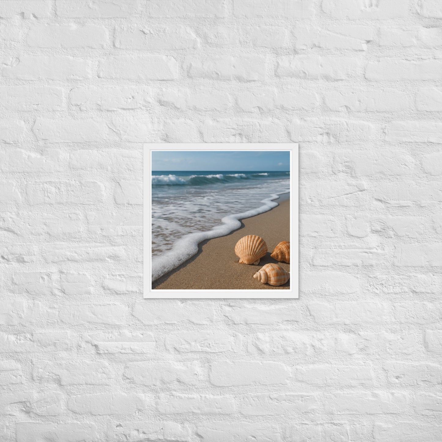 Framed palm tree and beach poster – coastal wall art décor