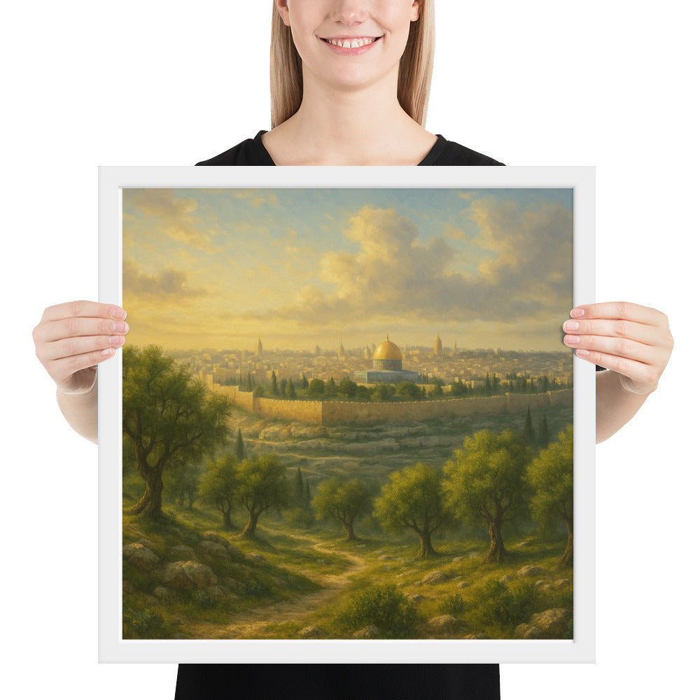 Mount of Olives framed Christian poster – biblical wall art