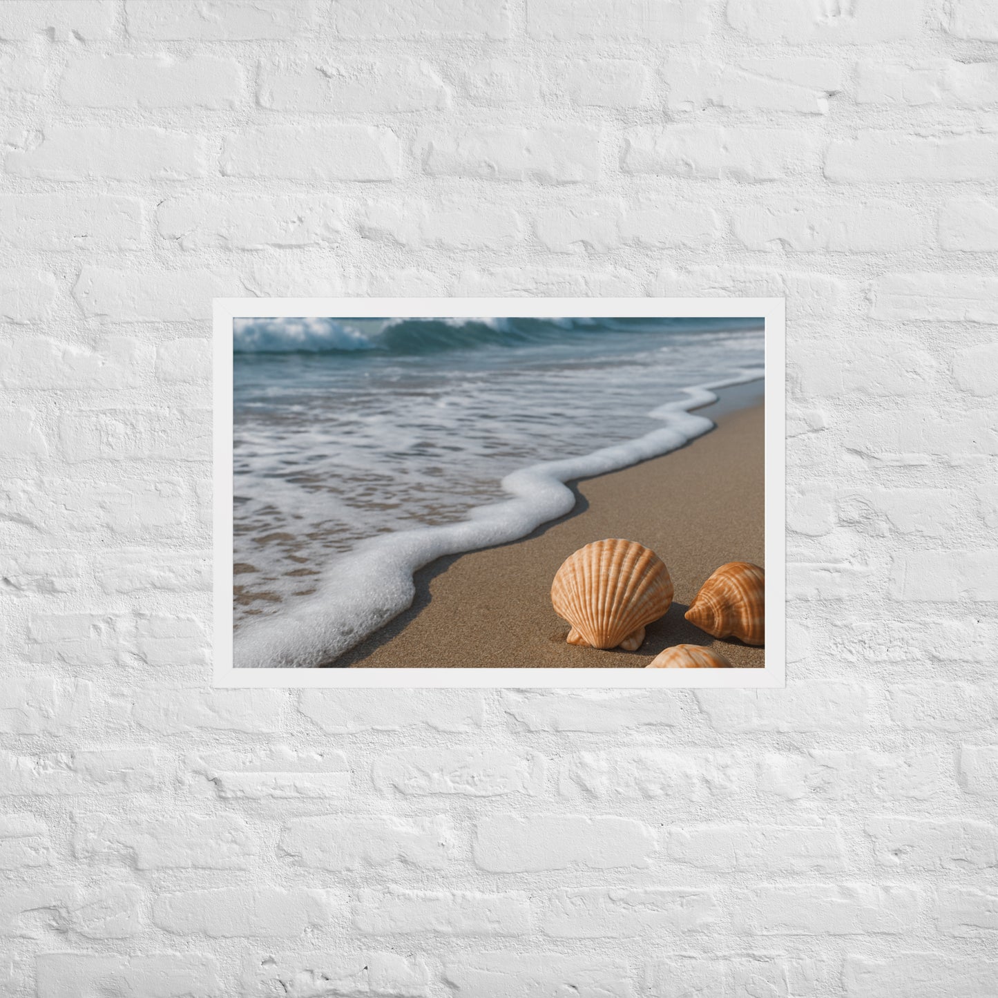Framed palm tree and beach poster – coastal wall art décor