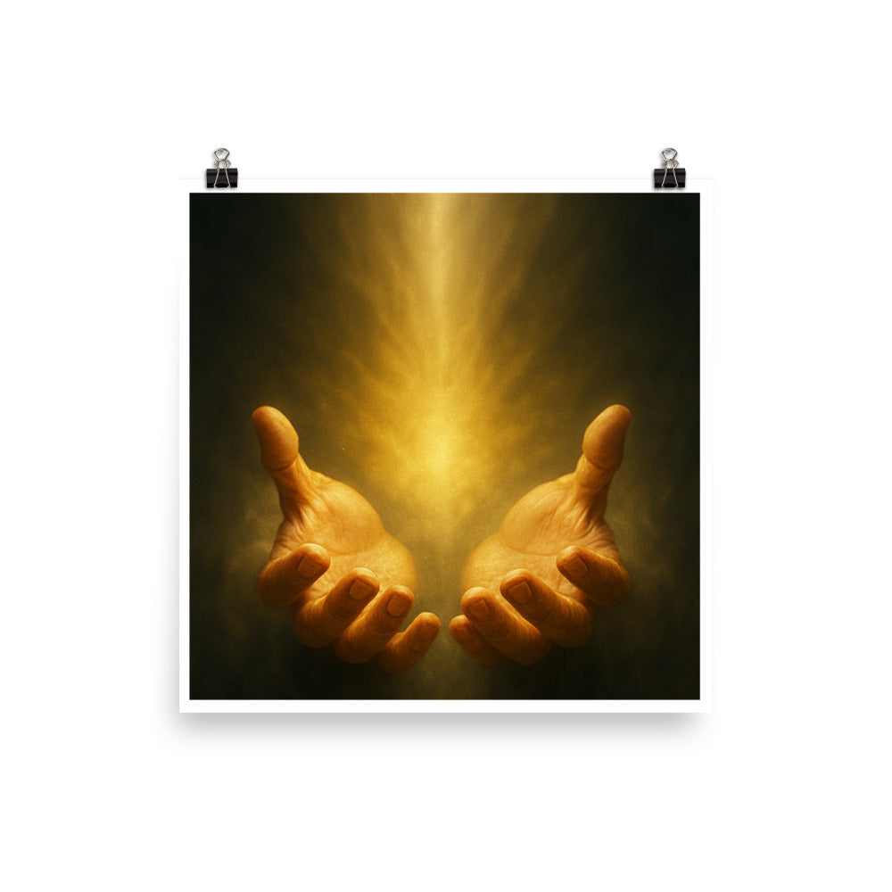 Christian Poster – Radiant Hands of Light Unframed Inspirational Wall Art by Your Divine Network