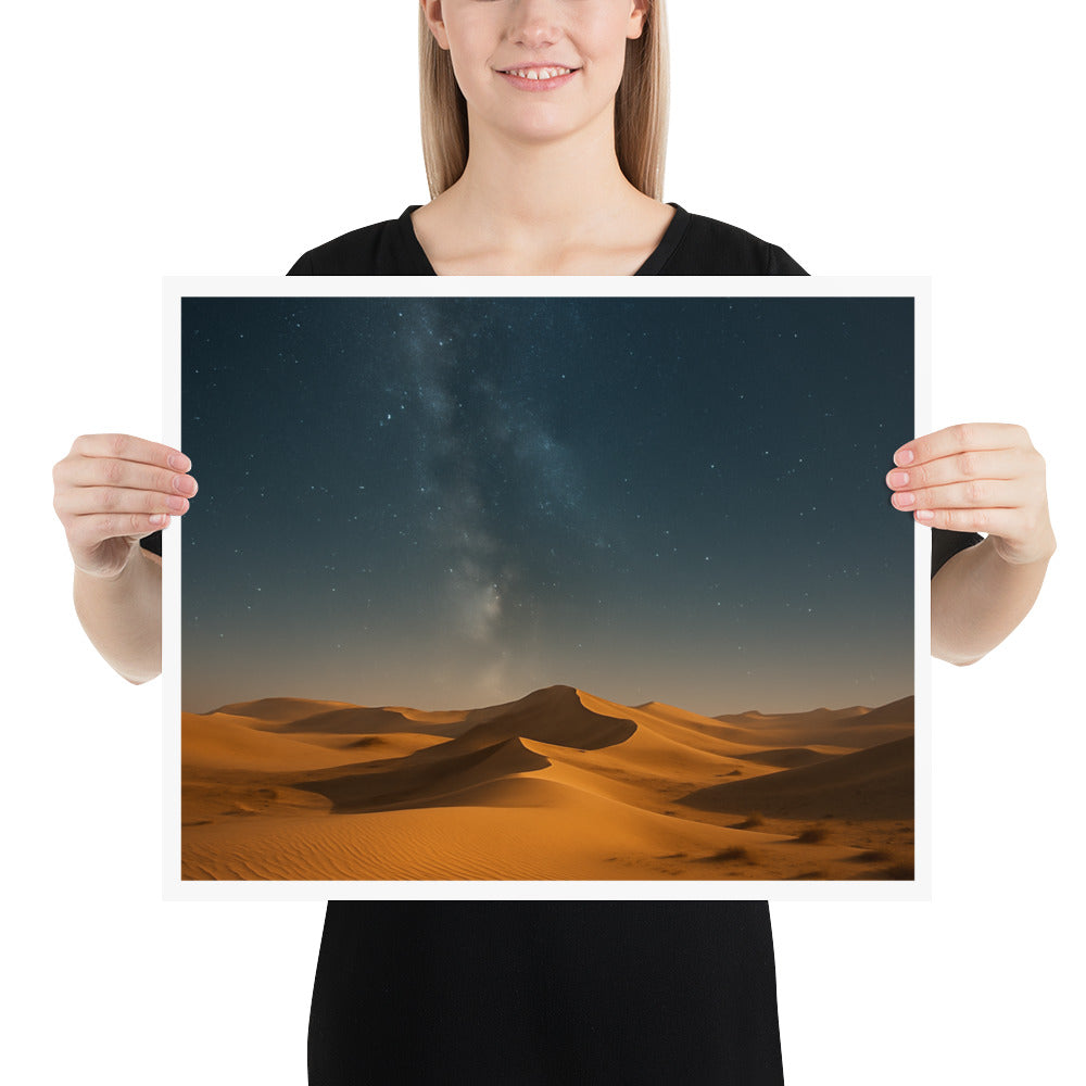 Desert night sky Christian poster with stars over wilderness