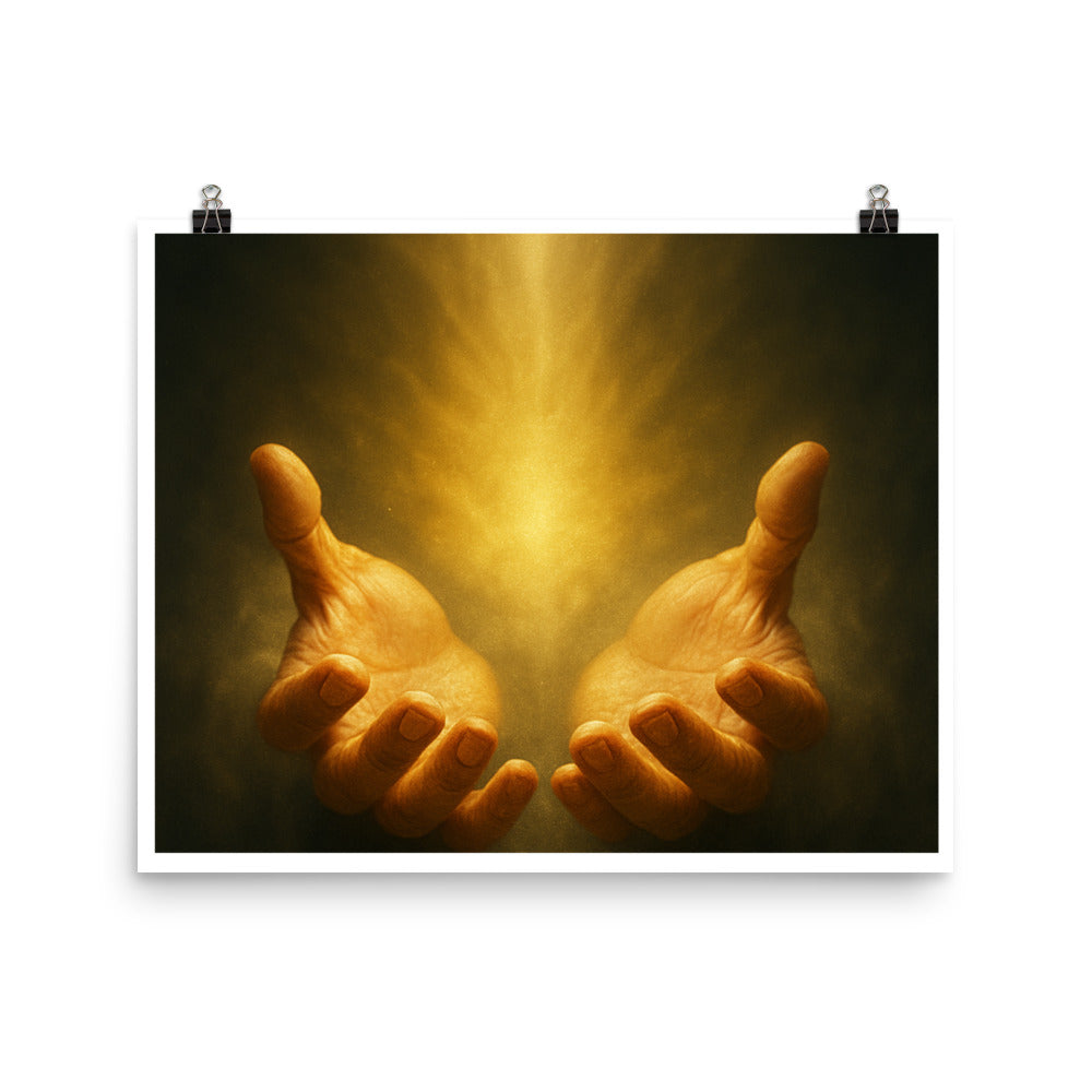 Christian Poster – Radiant Hands of Light Unframed Inspirational Wall Art by Your Divine Network