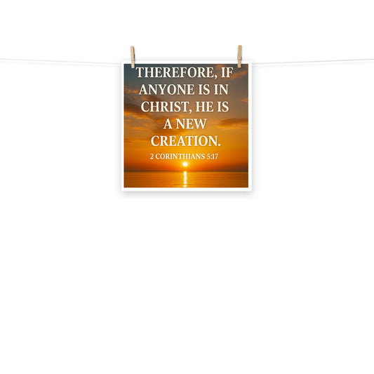 Christian Scripture Poster – 2 Corinthians 5:17 Bible Verse Wall Art by Your Divine Network | Faith Home Décor