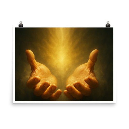 Christian Poster – Radiant Hands of Light Unframed Inspirational Wall Art by Your Divine Network