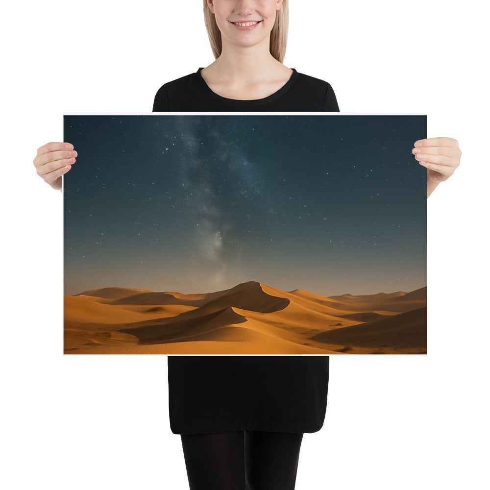 Desert night sky Christian poster with stars over wilderness