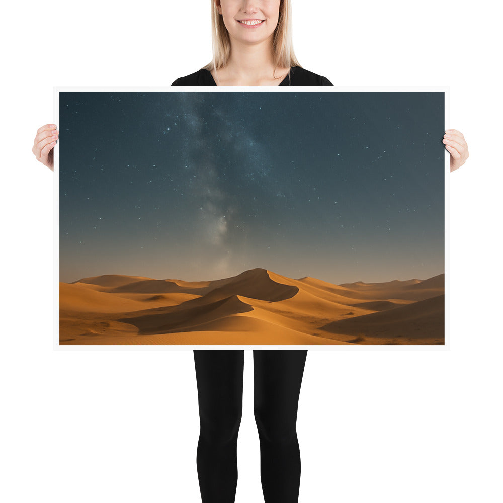 Desert night sky Christian poster with stars over wilderness