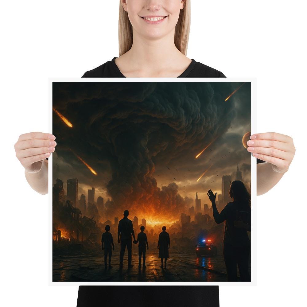 Christian wall art depicting the final battle of Armageddon inspired by Revelation 19, symbolizing Christ’s return, judgment, and victory over darkness.