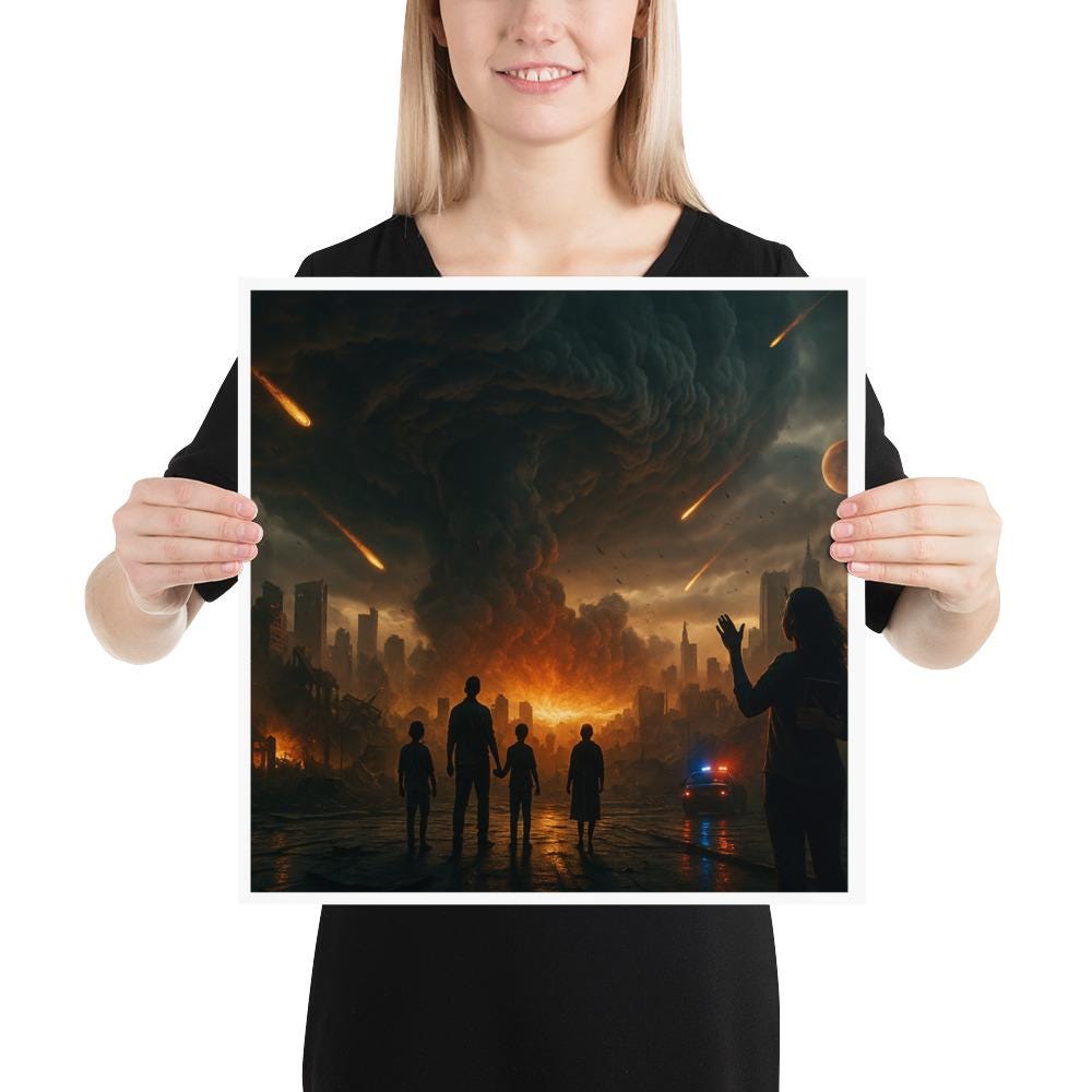 Christian wall art depicting the final battle of Armageddon inspired by Revelation 19, symbolizing Christ’s return, judgment, and victory over darkness.