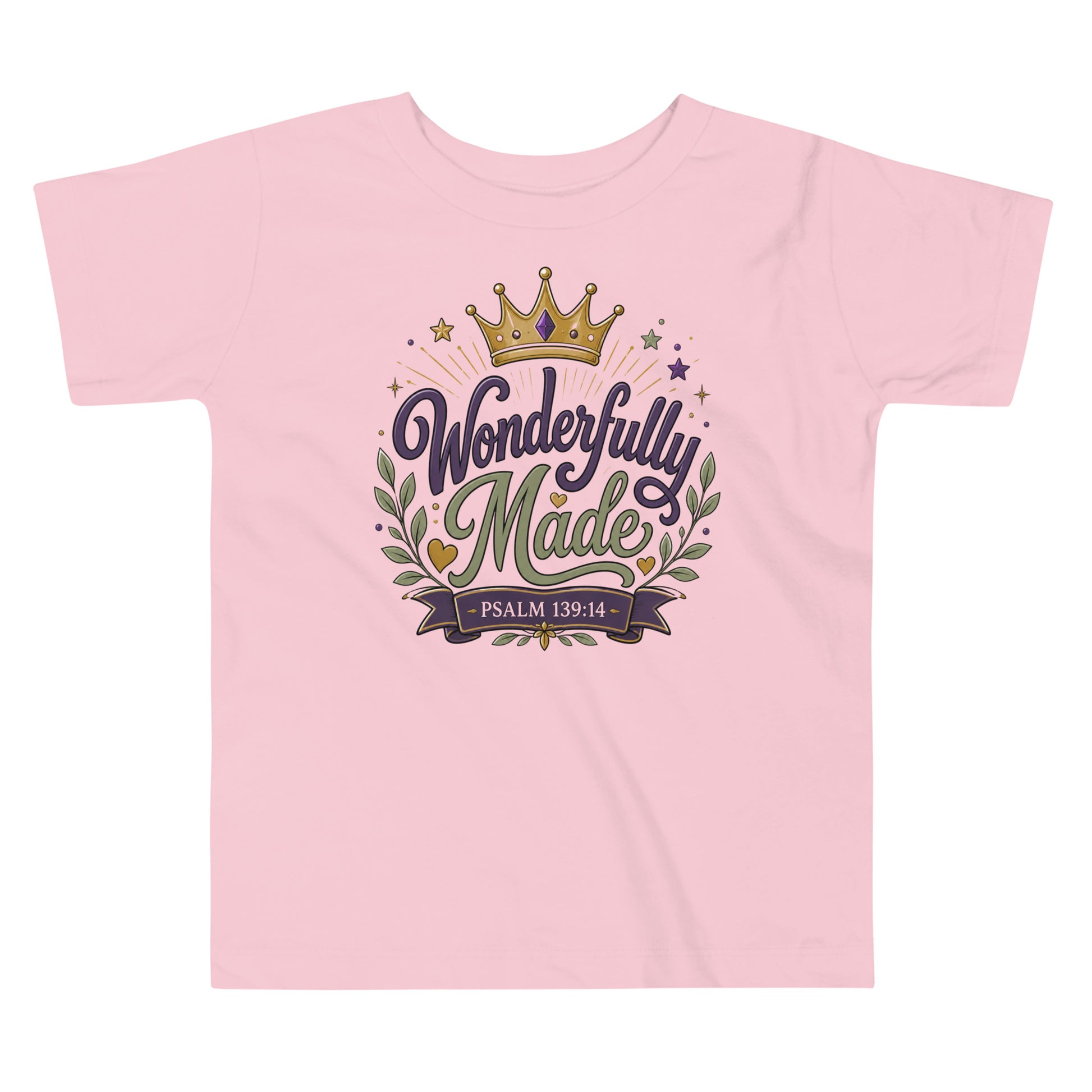 Wonderfully Made Psalm 139:14 Christian toddler t-shirt with royal crown design — faith-based kids gift