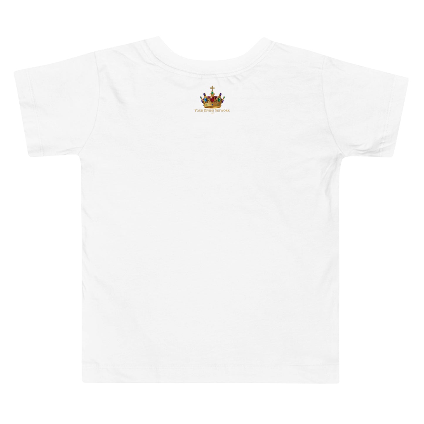 Christian toddler shirt design reading Heaven Sent with Psalm 127:3, featuring a crown, clouds, stars, and soft green, lavender, cream, and gold colors.