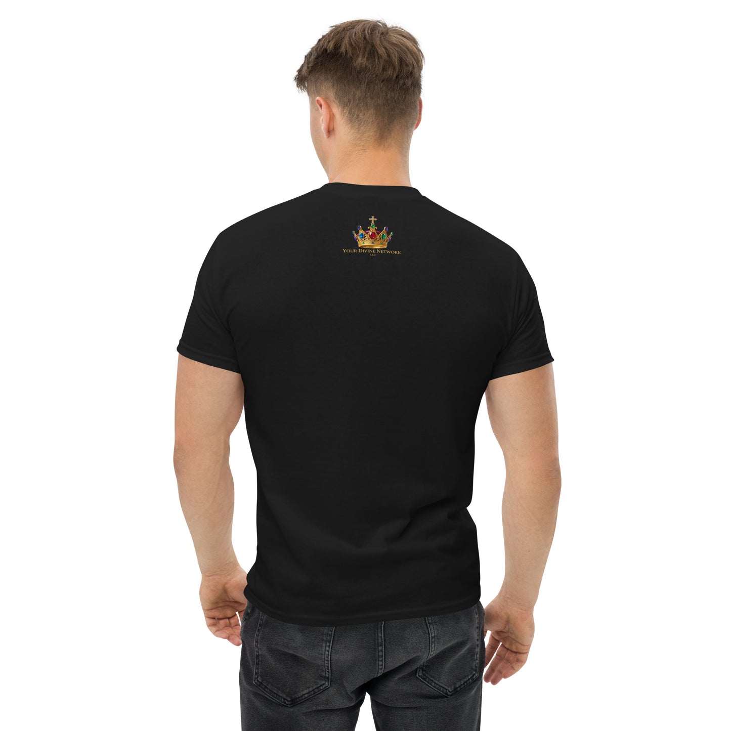 Black Christian T-shirt featuring “Pick Up Your Cross” bold faith statement design inspired by Luke 9:23, streetwear-style gospel apparel.