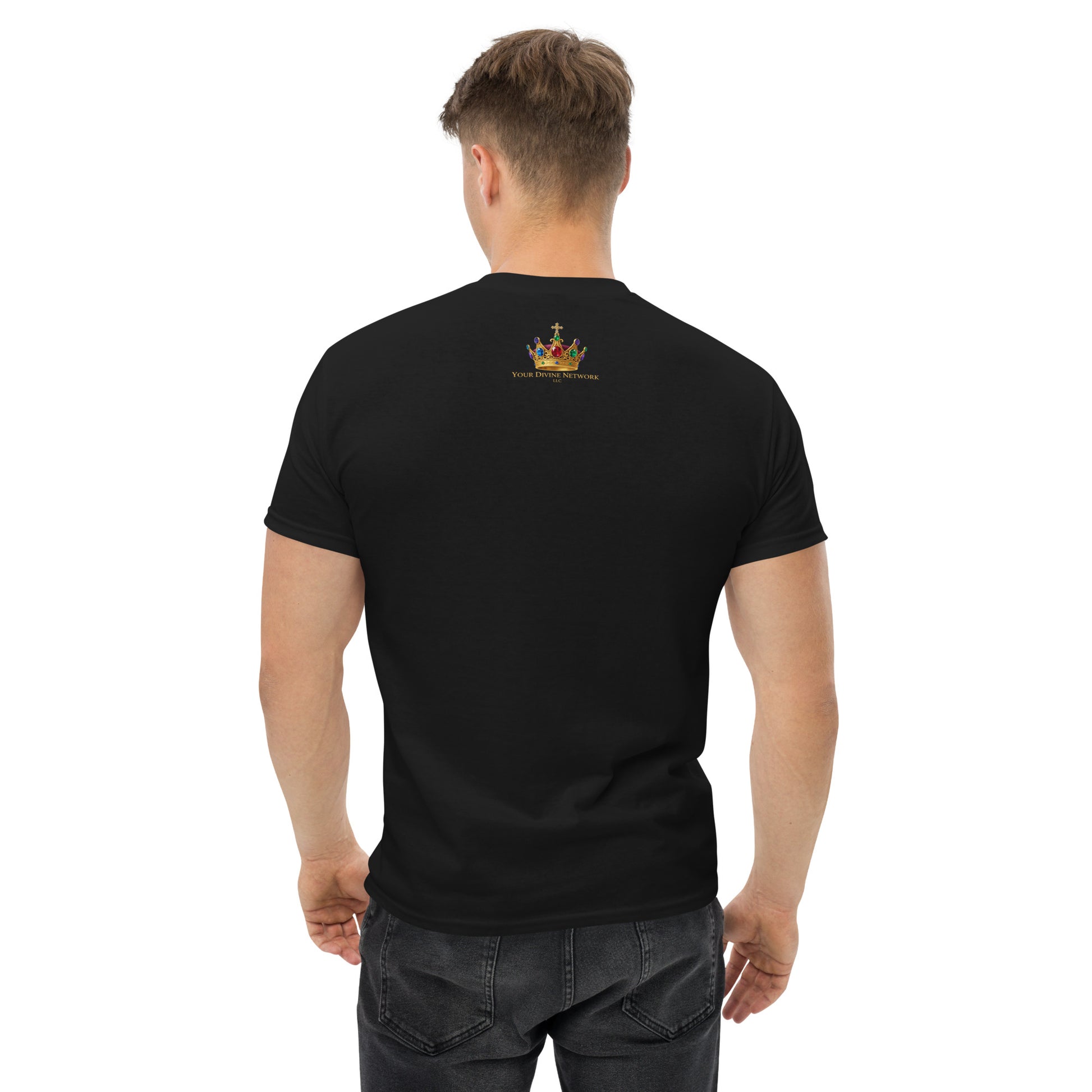 Black Christian T-shirt featuring “Pick Up Your Cross” bold faith statement design inspired by Luke 9:23, streetwear-style gospel apparel.