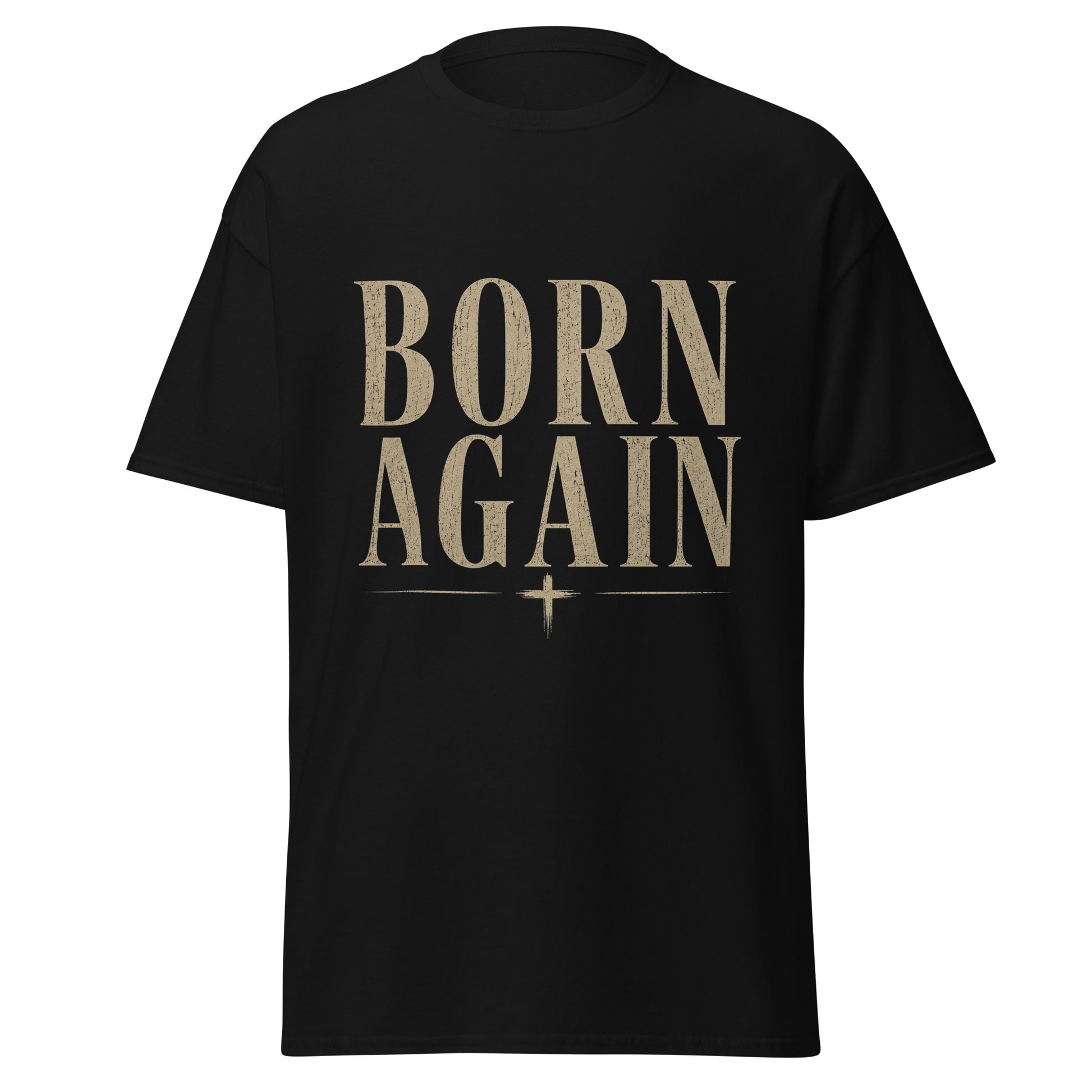 “Christian black t shirt born again design John 3:3 faith apparel salvation message clothing”