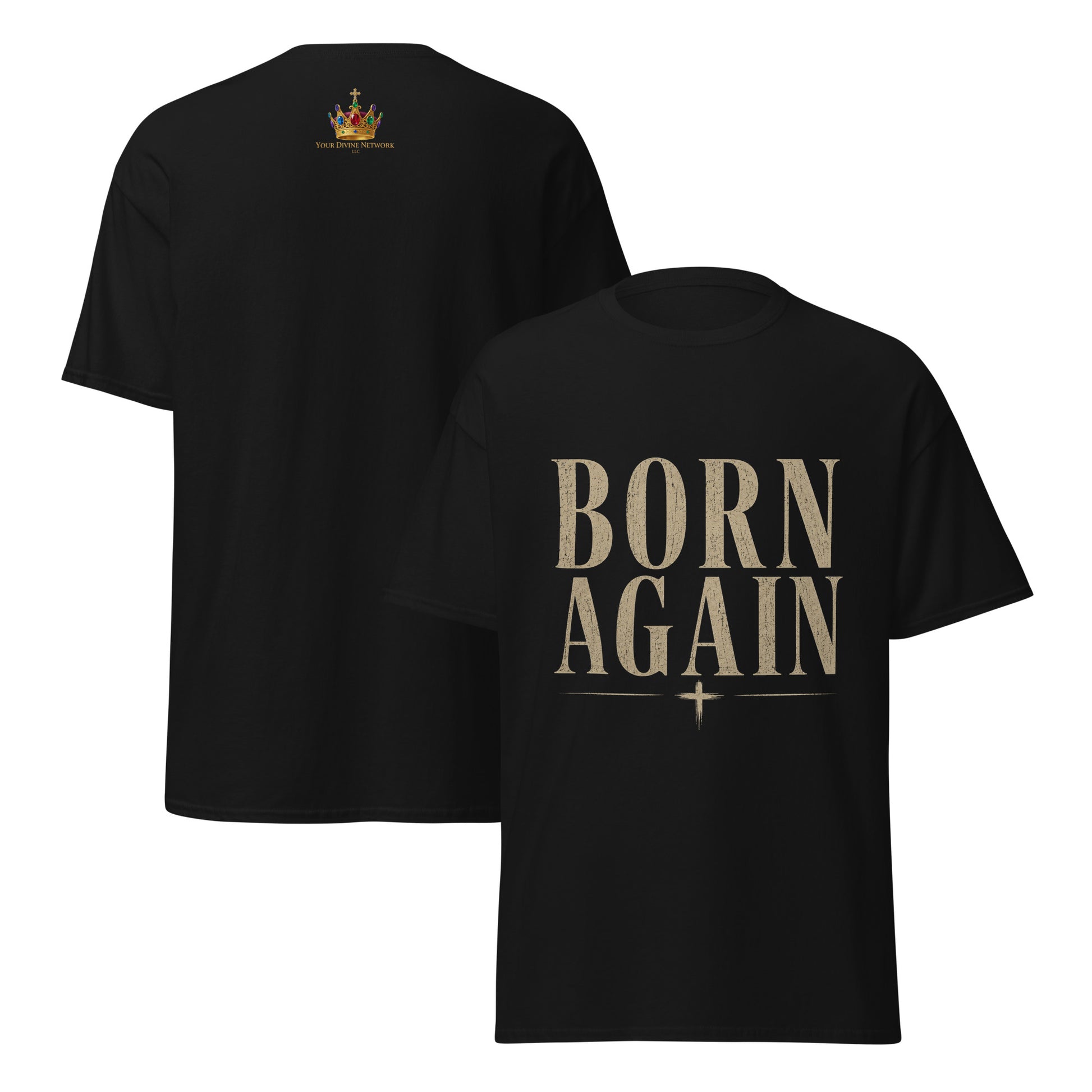 “Christian black t shirt born again design John 3:3 faith apparel salvation message clothing”