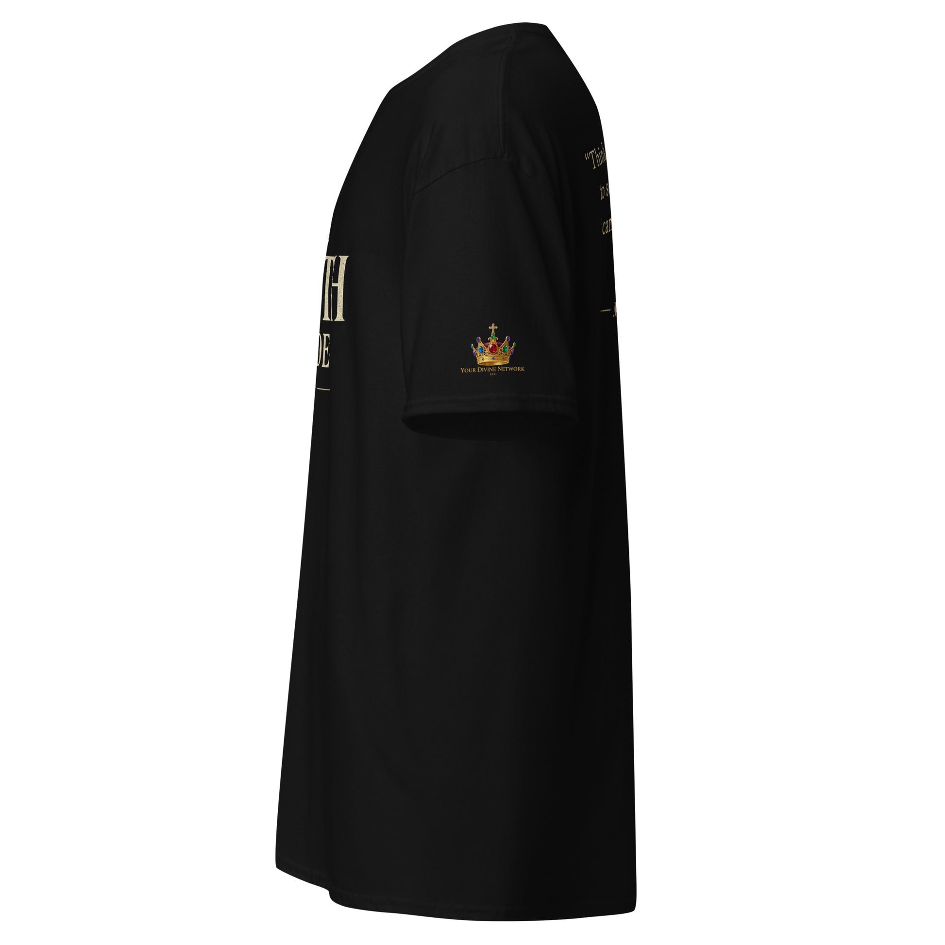“Christian black t shirt the truth divides front and back Matthew 10:34 scripture faith apparel”