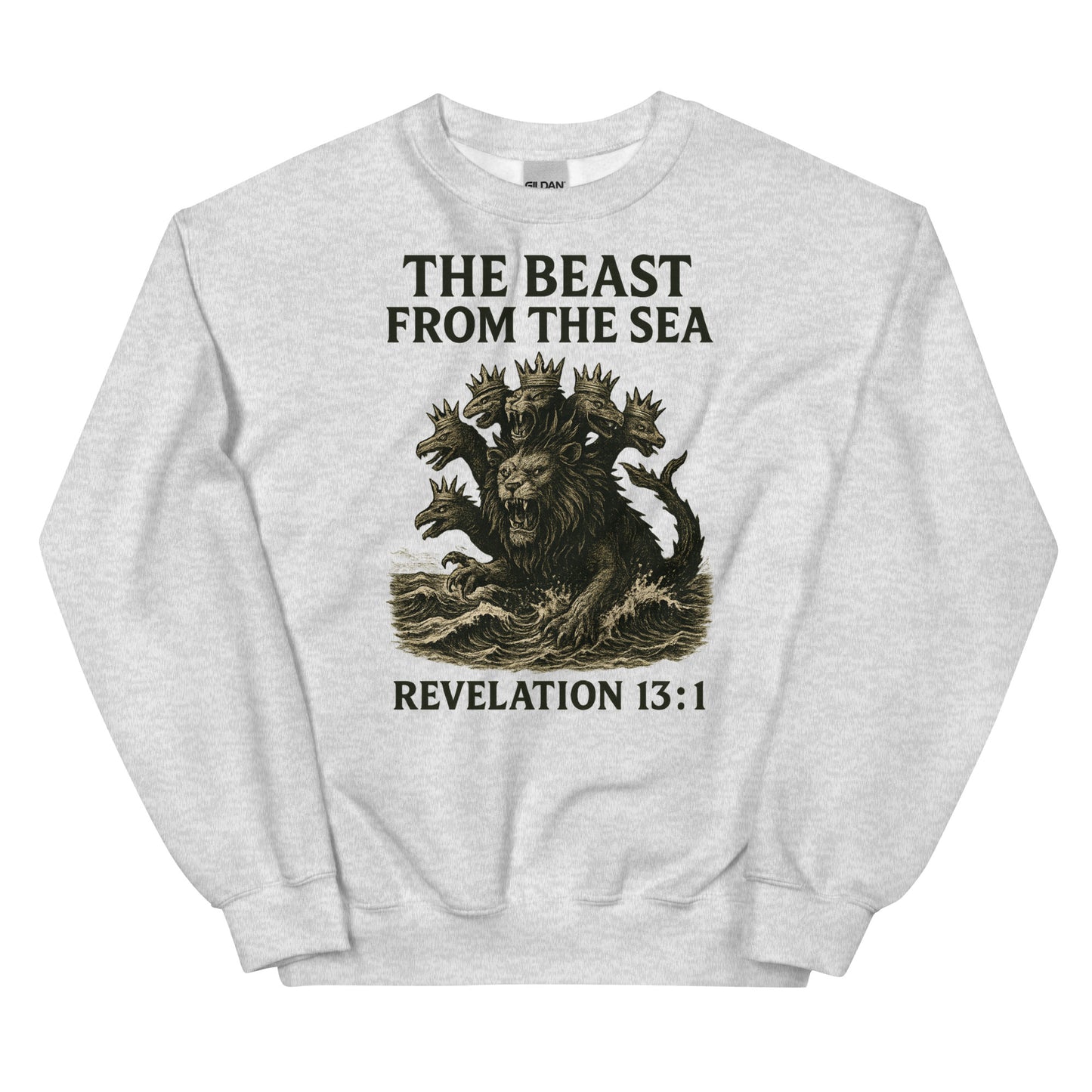 Christian Sweatshirt – Revelation 13:1 “Beast from the Sea” Prophecy Design | Faith Apparel by Your Divine Network