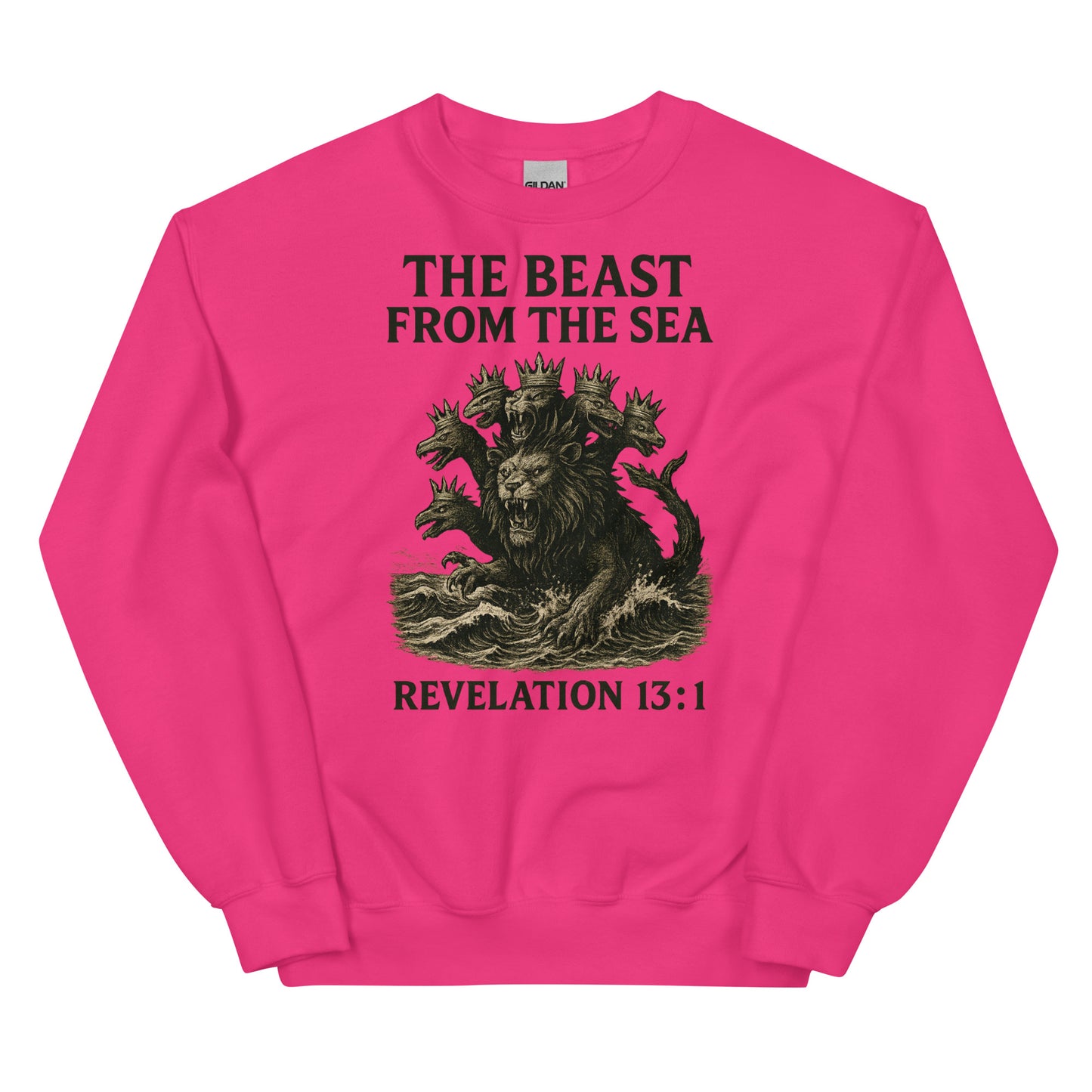 Christian Sweatshirt – Revelation 13:1 “Beast from the Sea” Prophecy Design | Faith Apparel by Your Divine Network