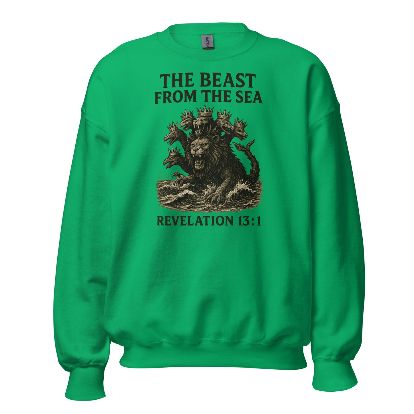 Christian Sweatshirt – Revelation 13:1 “Beast from the Sea” Prophecy Design | Faith Apparel by Your Divine Network