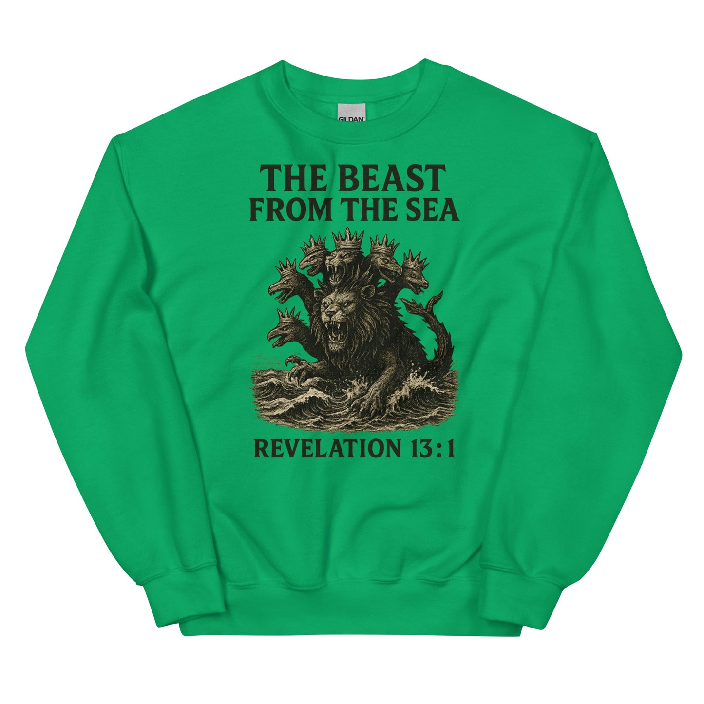 Christian Sweatshirt – Revelation 13:1 “Beast from the Sea” Prophecy Design | Faith Apparel by Your Divine Network